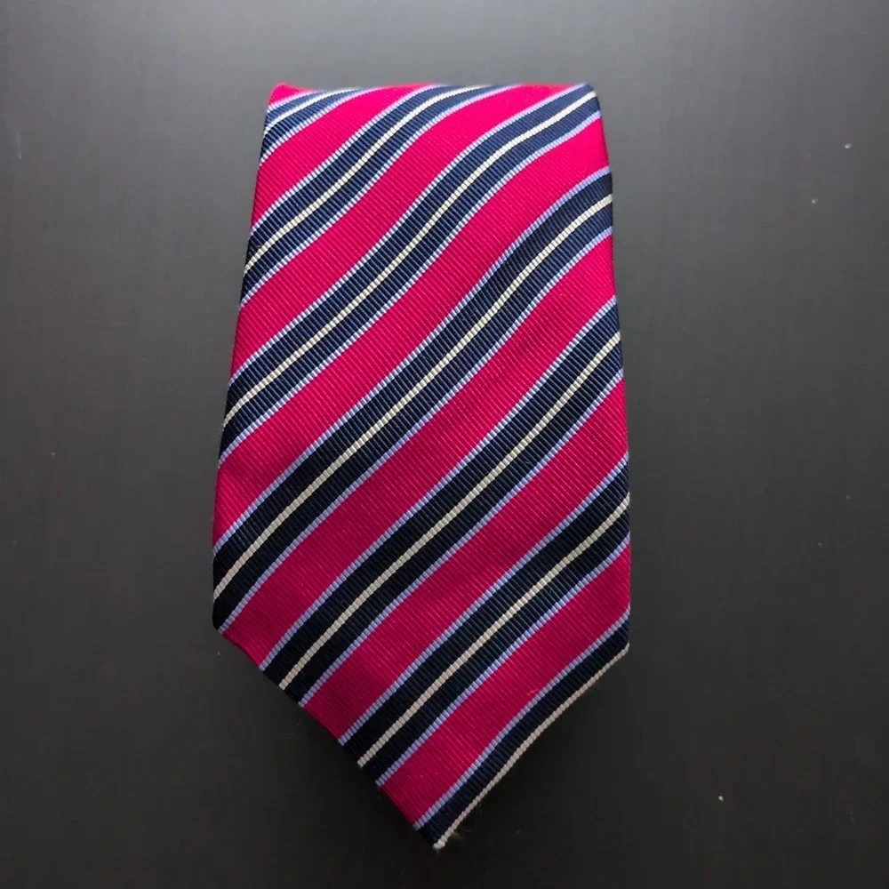 JZ RICHARDS Boulder Tie Men Silk Blend Red Stripe Handmade 62